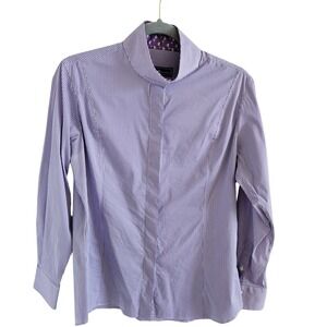 Essex Woman Size L Classic Show Shirt Purple Gingham Novelty Martini Trim Fun